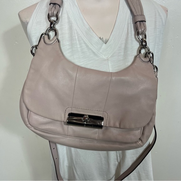 Coach Leather Kristin Shoulder Crossbody Purse Bag Hobo Champagne Pink - Picture 2 of 12